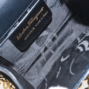 Salvatore Ferragamo Gancini Chain Shoulder Bag Leather Black Gold Auth 118668-10