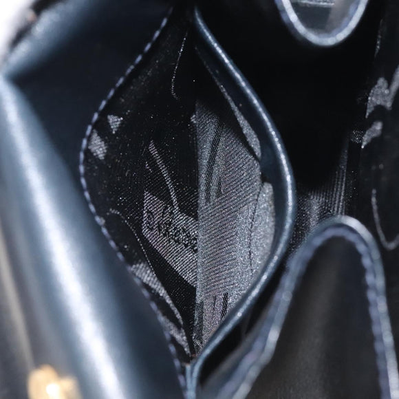 Salvatore Ferragamo Gancini Chain Shoulder Bag Leather Black Gold Auth 118668