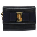 Salvatore Ferragamo Gancini Chain Shoulder Bag Leather Black Gold Auth 118668-12
