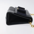 Salvatore Ferragamo Gancini Chain Shoulder Bag Leather Black Gold Auth 118668-3