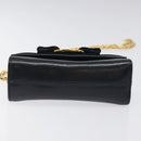 Salvatore Ferragamo Gancini Chain Shoulder Bag Leather Black Gold Auth 118668-5