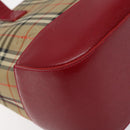 BURBERRY Nova Check Hand Bag Canvas Beige Gold Auth 118669-14