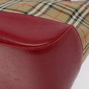 BURBERRY Nova Check Hand Bag Canvas Beige Gold Auth 118669-15