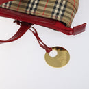 BURBERRY Nova Check Hand Bag Canvas Beige Gold Auth 118669-10