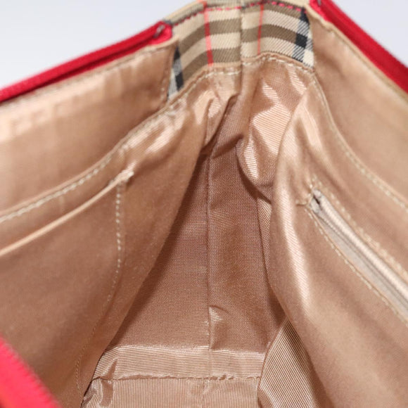 BURBERRY Nova Check Hand Bag Canvas Beige Gold Auth 118669