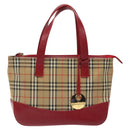 BURBERRY Nova Check Hand Bag Canvas Beige Gold Auth 118669-13