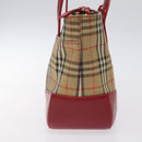 BURBERRY Nova Check Hand Bag Canvas Beige Gold Auth 118669-3