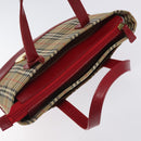 BURBERRY Nova Check Hand Bag Canvas Beige Gold Auth 118669-6