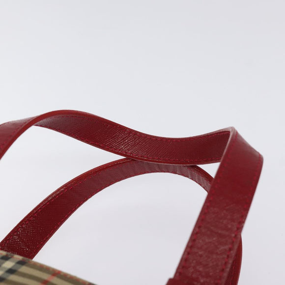 BURBERRY Nova Check Hand Bag Canvas Beige Gold Auth 118669