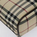 BURBERRY Nova Check Hand Bag Canvas Beige Silver Auth 118670-14