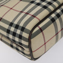 BURBERRY Nova Check Hand Bag Canvas Beige Silver Auth 118670-16