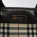 BURBERRY Nova Check Hand Bag Canvas Beige Silver Auth 118670-10