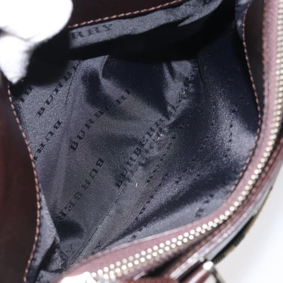 BURBERRY Nova Check Hand Bag Canvas Beige Silver Auth 118670