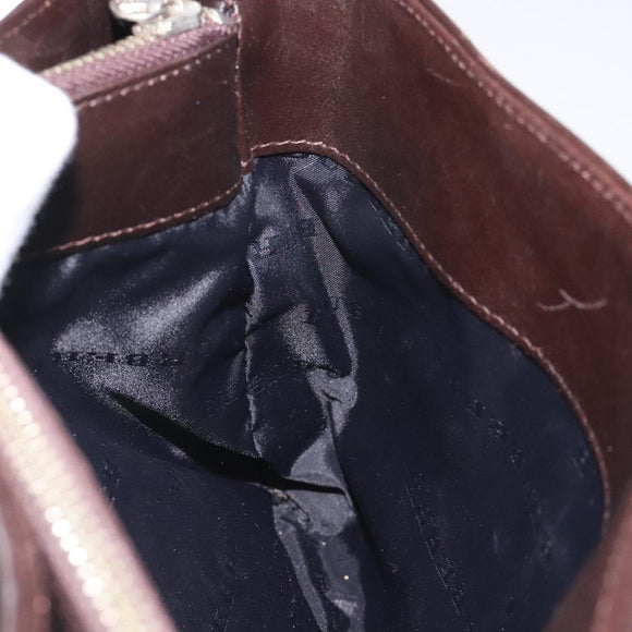 BURBERRY Nova Check Hand Bag Canvas Beige Silver Auth 118670