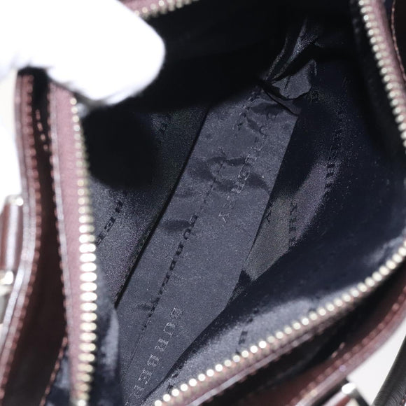 BURBERRY Nova Check Hand Bag Canvas Beige Silver Auth 118670