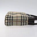 BURBERRY Nova Check Hand Bag Canvas Beige Silver Auth 118670-3