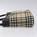 BURBERRY Nova Check Hand Bag Canvas Beige Silver Auth 118670-4