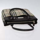 BURBERRY Nova Check Hand Bag Canvas Beige Silver Auth 118670-6