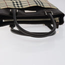 BURBERRY Nova Check Hand Bag Canvas Beige Silver Auth 118670-7