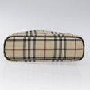 BURBERRY Nova Check Hand Bag Canvas Beige Silver Auth 118670-5