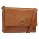 CELINE Shoulder Bag Leather Brown Gold Auth 118671-1