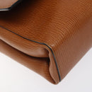 CELINE Shoulder Bag Leather Brown Gold Auth 118671-14