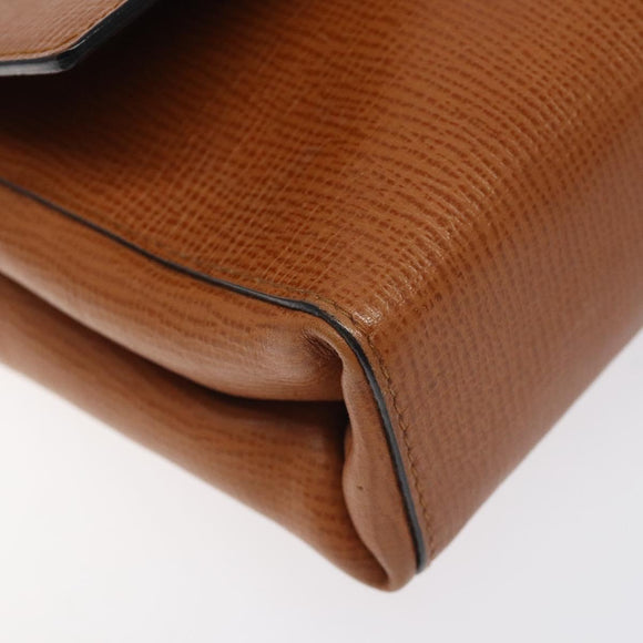 CELINE Shoulder Bag Leather Brown Gold Auth 118671