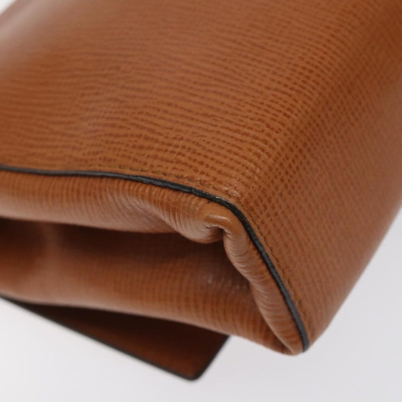 CELINE Shoulder Bag Leather Brown Gold Auth 118671