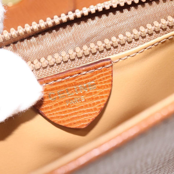 CELINE Shoulder Bag Leather Brown Gold Auth 118671