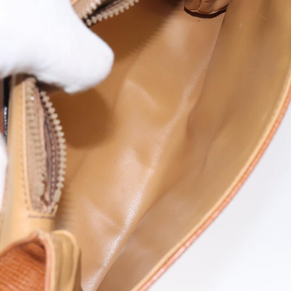 CELINE Shoulder Bag Leather Brown Gold Auth 118671