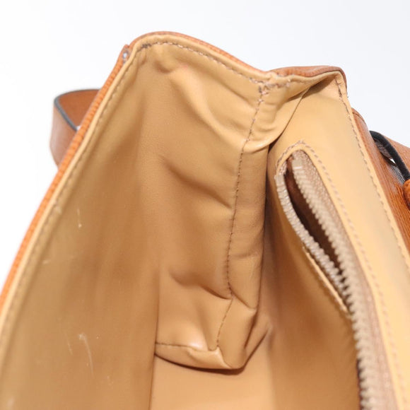 CELINE Shoulder Bag Leather Brown Gold Auth 118671