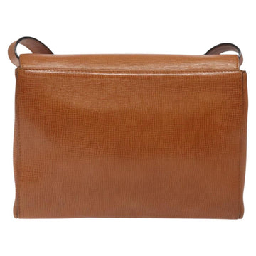 CELINE Shoulder Bag Leather Brown Gold Auth 118671 - 0