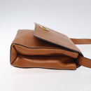 CELINE Shoulder Bag Leather Brown Gold Auth 118671-3