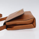 CELINE Shoulder Bag Leather Brown Gold Auth 118671-4