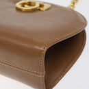 Salvatore Ferragamo Chain Gancini Shoulder Bag Leather Brown Gold Auth 118681-9