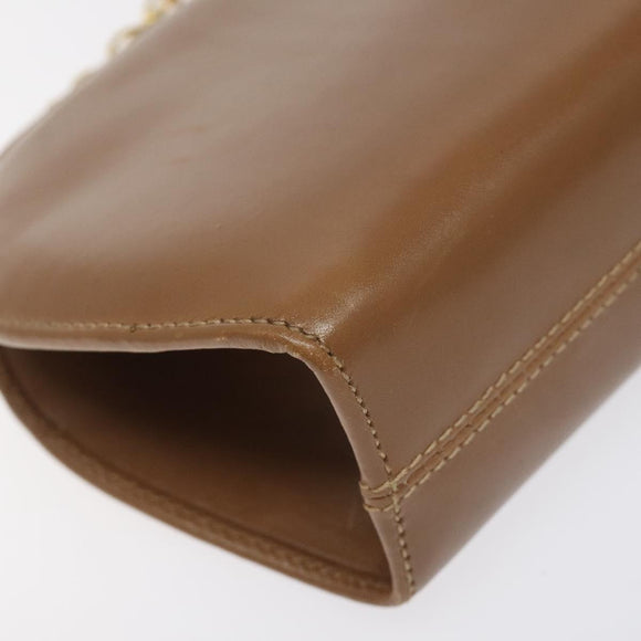 Salvatore Ferragamo Chain Gancini Shoulder Bag Leather Brown Gold Auth 118681