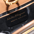 Salvatore Ferragamo Chain Gancini Shoulder Bag Leather Brown Gold Auth 118681-12