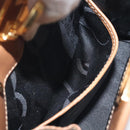 Salvatore Ferragamo Chain Gancini Shoulder Bag Leather Brown Gold Auth 118681-19