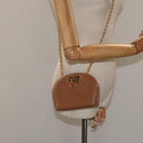 Salvatore Ferragamo Chain Gancini Shoulder Bag Leather Brown Gold Auth 118681-20