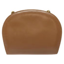 Salvatore Ferragamo Chain Gancini Shoulder Bag Leather Brown Gold Auth 118681-2