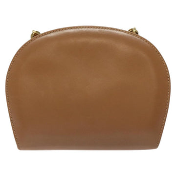 Salvatore Ferragamo Chain Gancini Shoulder Bag Leather Brown Gold Auth 118681 - 0