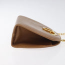 Salvatore Ferragamo Chain Gancini Shoulder Bag Leather Brown Gold Auth 118681-3