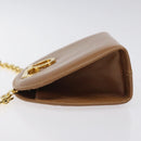 Salvatore Ferragamo Chain Gancini Shoulder Bag Leather Brown Gold Auth 118681-4