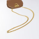 Salvatore Ferragamo Chain Gancini Shoulder Bag Leather Brown Gold Auth 118681-7