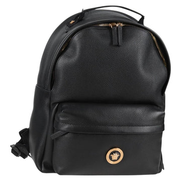 VERSACE Backpack Leather Black Gold Auth 118682A