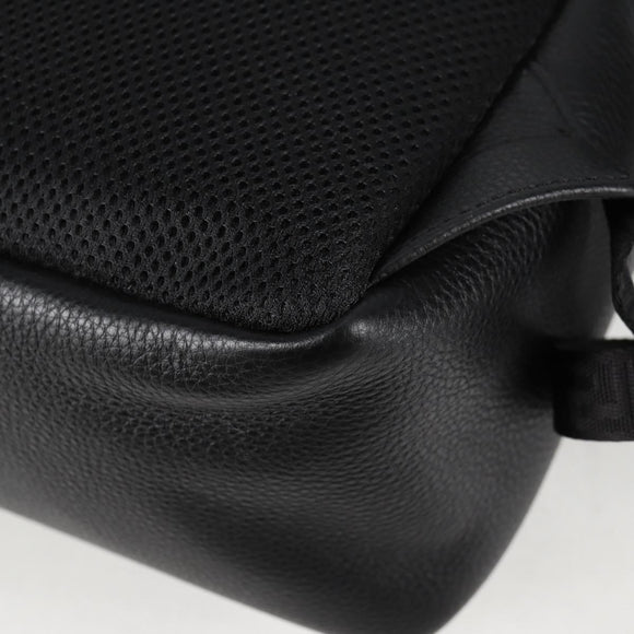 VERSACE Backpack Leather Black Gold Auth 118682A