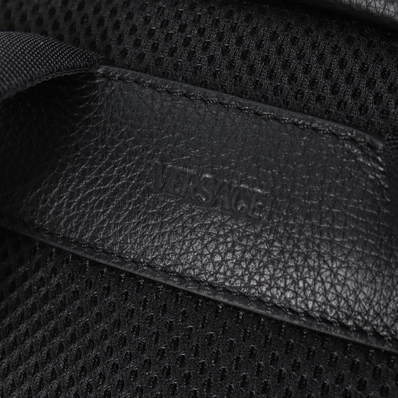 VERSACE Backpack Leather Black Gold Auth 118682A