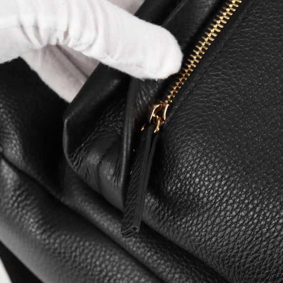 VERSACE Backpack Leather Black Gold Auth 118682A