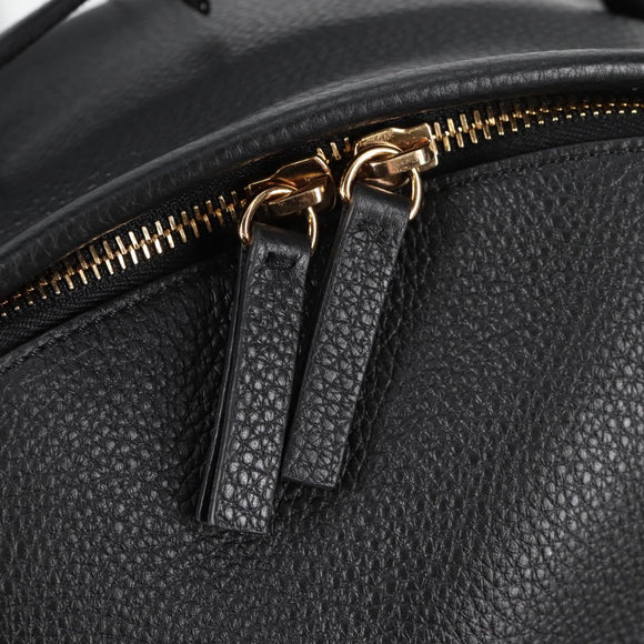 VERSACE Backpack Leather Black Gold Auth 118682A