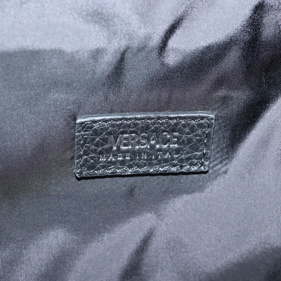 VERSACE Backpack Leather Black Gold Auth 118682A